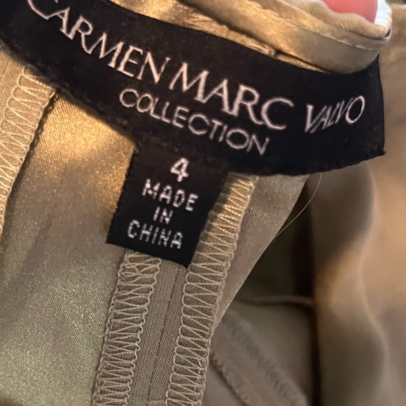 Carmen Marc Valvo Sage Green 100% Silk A Line Pleated Skirt Size 4 - Picture 6 of 8